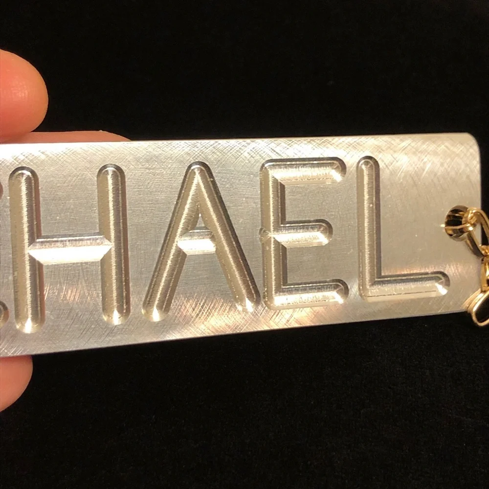 Silver Tone Heavy Metal Aluminum Alloy Nameplate Keychain or Plaque “Rachael”